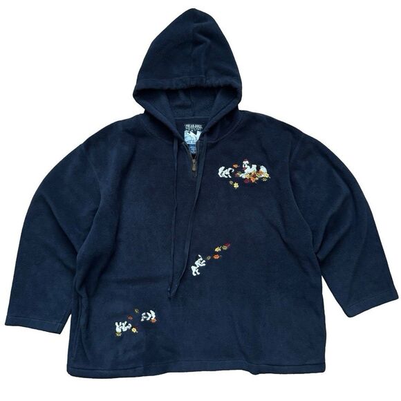 Polar Dogs Sweatshirt Womens Plus Size 1X Fleece 1/4 Zip Pullover Hoodie - Picture 1 of 9